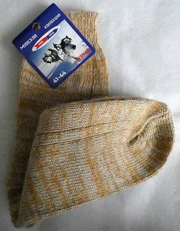 100% Dog Camel Sheep Wool Mix Thermal Coarse Knitted Socks Size EU 41-44 UK 8-10