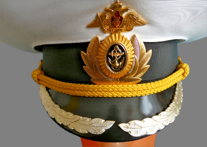 Original Russian Navy High Rank Officer Parade Visor Cap Hat Metal Badge 61cm L