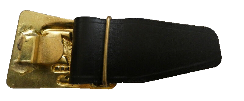 USSR Russian Navy Black Leather Belt Brass Buckle Size 3 Max 125cm New