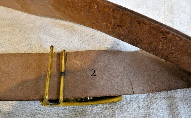 Soviet Russian Brown Leather Belt Brass USSR Symbol Buckle Size 2 Max 117cm
