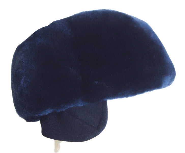 Genuine Russian Police MVD Female Officer Blue Mouton Sheepskin Winter Fur Hat with Wool Felt on Top