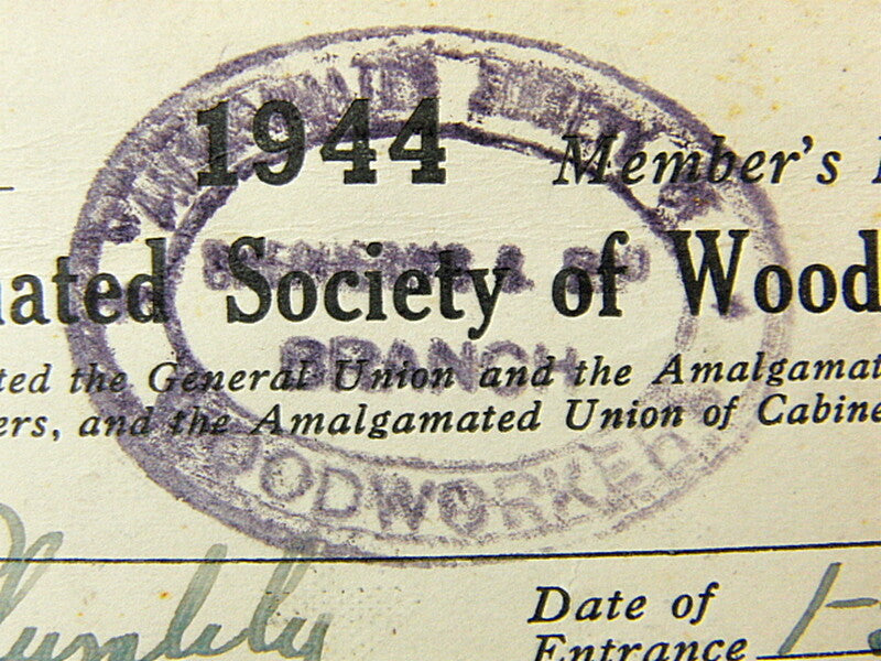 British 1944 Amalgamated Society of Woodworkers Contribution Card