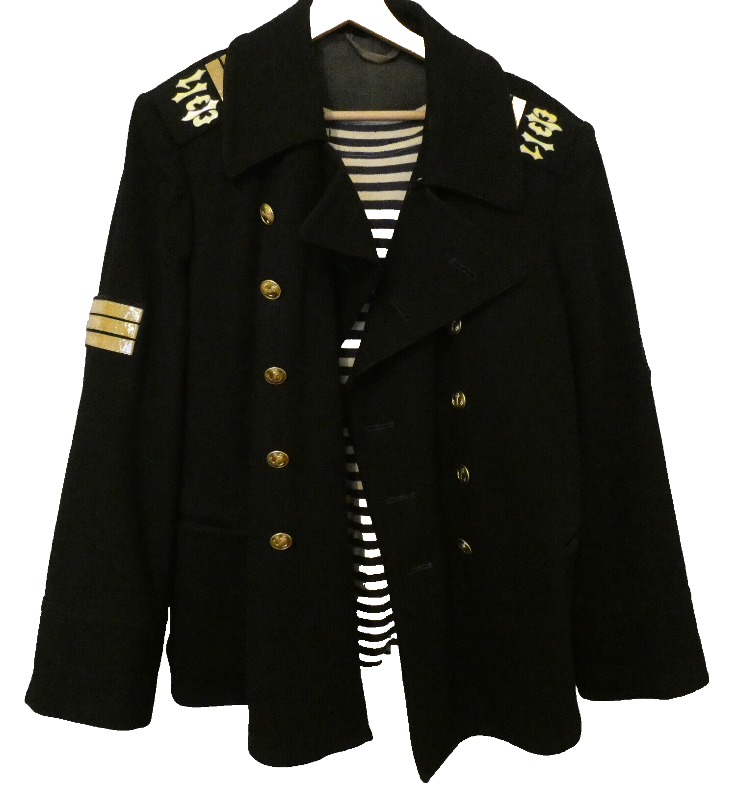 Russian Navy Pea Jacket, Top, Trousers, Telnyashka (sleeveless) Set