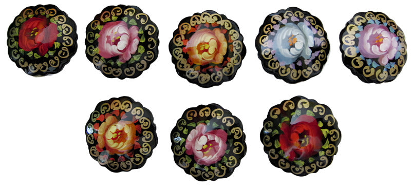 Russian Lacquer Pin Brooch Hand Painted Papier Mache Artist Signed Folk Art New