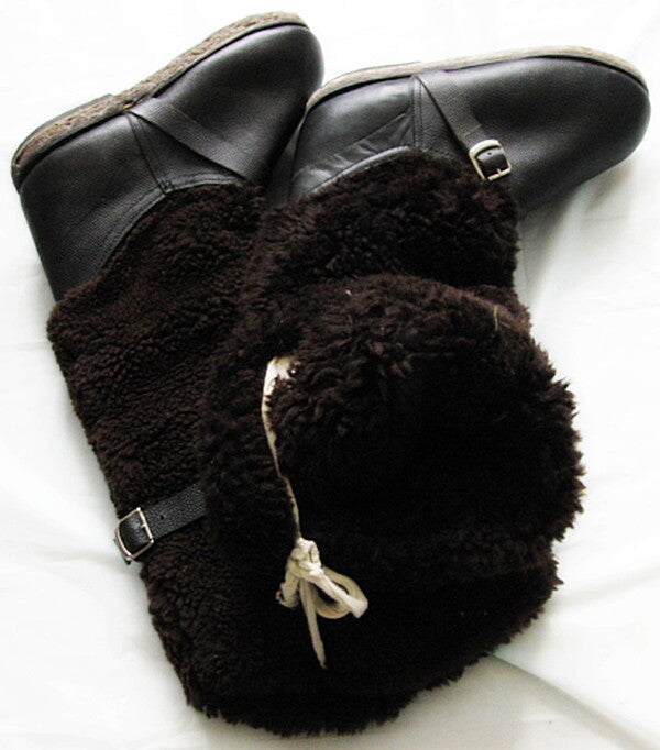 Soviet Russian Air Force High Fur Pilot Arctic UNTY Boots 100% Sheepskin Leather