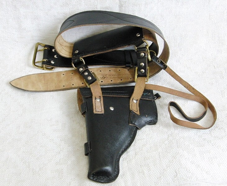 Original Soviet Russian Navy Officer Leather Belt & Holster Makarov PM 1991