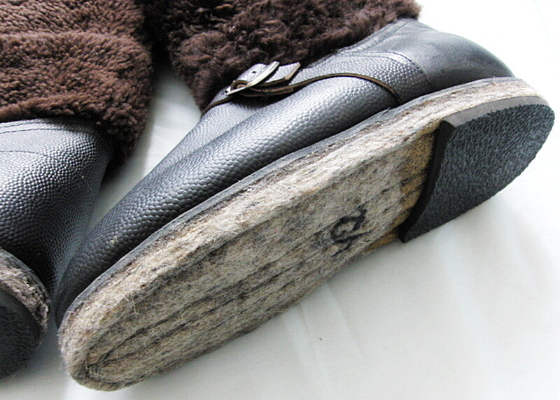 Soviet Russian Air Force High Fur Pilot Arctic Boots UNTY 100% Sheepskin Leather