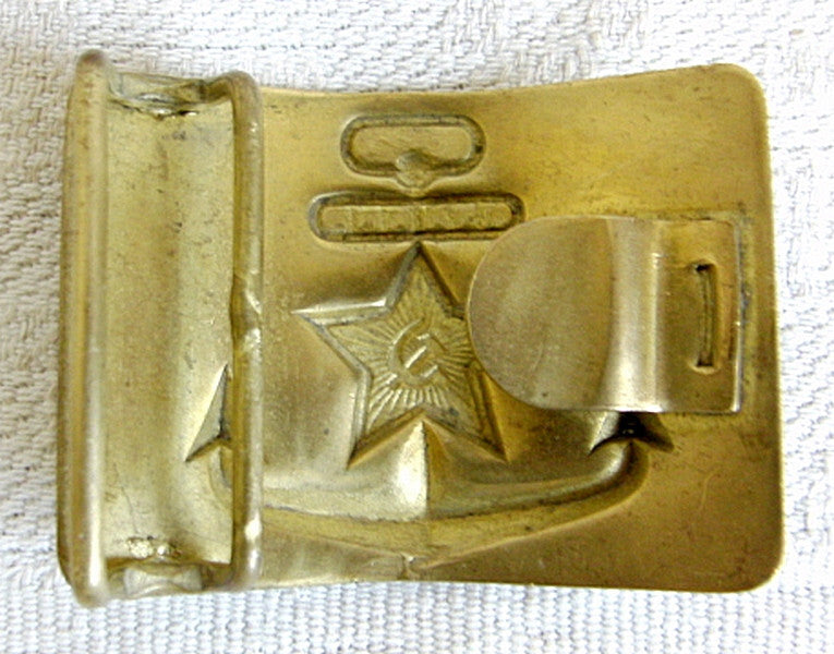 Real USSR Soviet Russian Navy Black Leather Belt Brass Buckle Leningrad Marxist