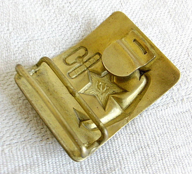 Real USSR Soviet Russian Navy Black Leather Belt Brass Buckle Leningrad Marxist