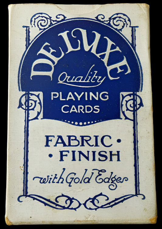 Antique British DELUXE Quality Playing Cards Gold Edger Fabric Finish Sealed