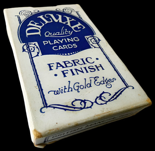 Antique British DELUXE Quality Playing Cards Gold Edger Fabric Finish Sealed