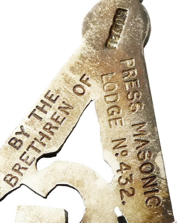 British Silver Masonic Past Master's Jewel PRESS Lodge No 432 Belfast 1944