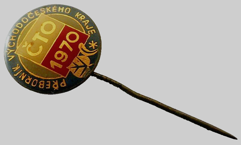 Czech Vintage Badge čto 1970 Champion Prebornik Vichodoczeskego Kraje Brass 2 cm