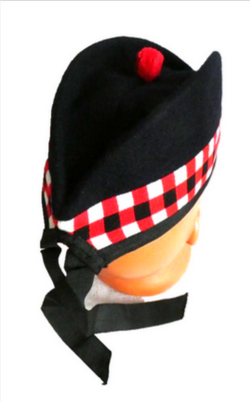 Glengarry Scottish Hat Highland Cap Dark Blue Pure Wool Bonnet Diced 60cm L-XL