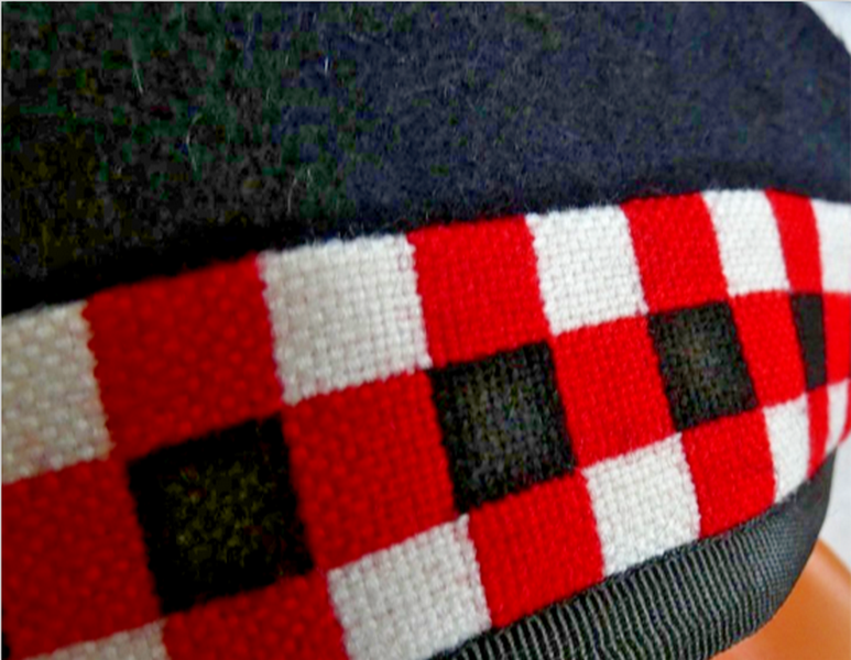 Glengarry Scottish Hat Highland Cap Dark Blue Pure Wool Bonnet Diced 60cm L-XL