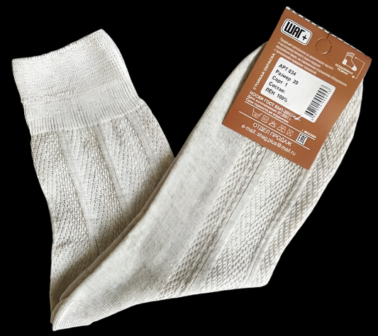 Mens 100% Linen Flax Socks Loose Elastic Band Made in Russia 4 Pairs ECO Product