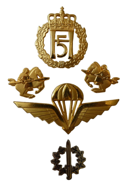 Norway Military Badges King Harald V Hat Badge, Paras, Infantry, Collar Insignia