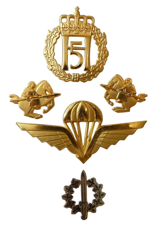 Norway Military Badges King Harald V Hat Badge, Paras, Infantry, Collar Insignia