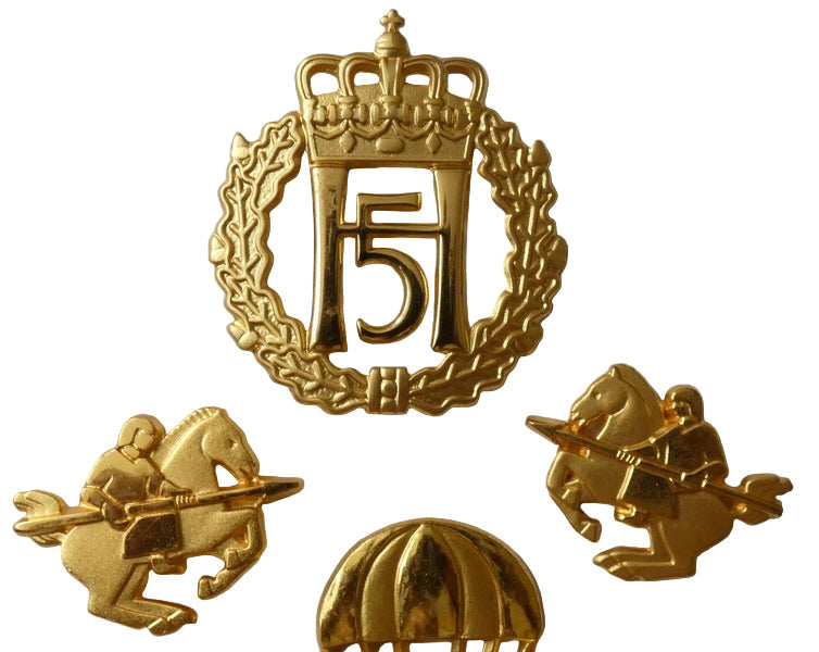 Norway Military Badges King Harald V Hat Badge, Paras, Infantry, Collar Insignia