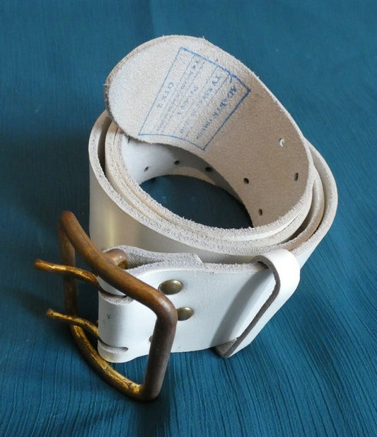 Original Russian Army Navy Officers White Leather Belt Brass Buckle AO BTK Grupp