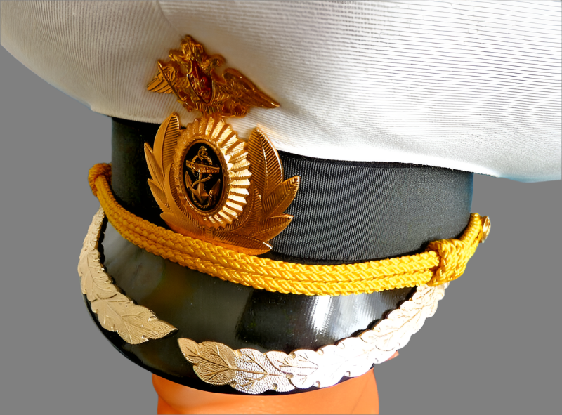 Original Russian Navy High Rank Officer Parade Visor Cap Hat Metal Badge 61cm L