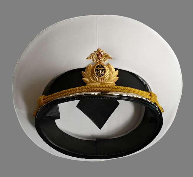 Original Russian Navy High Rank Officer Parade Visor Cap Hat Metal Badge 61cm L