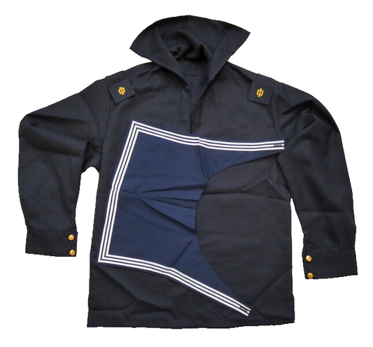 Original Russian Navy Sailor Uniform Dark Blue FLANKA Shirt + Guys + Shoulder Boards Set