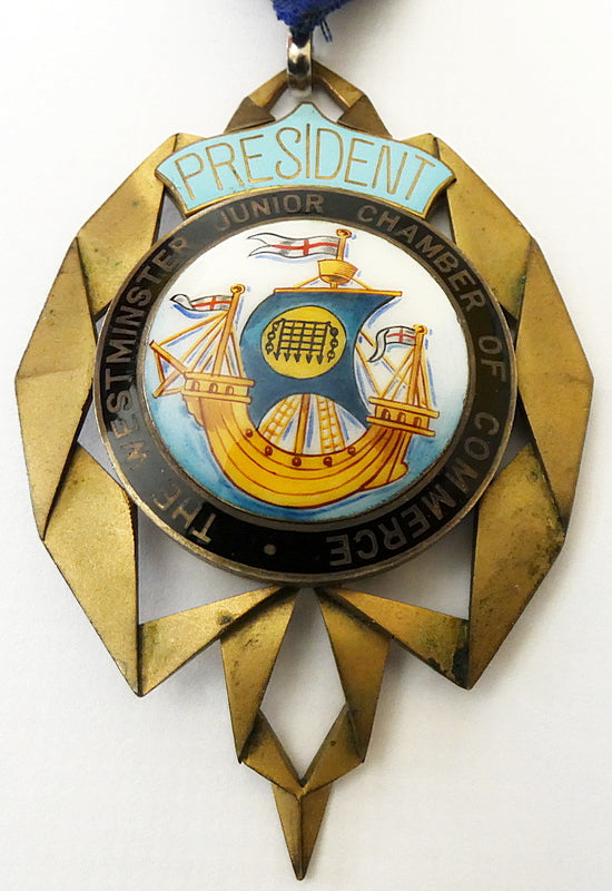 Westminster Junior Chamber of Commerce PRESIDENT Brass Medal Jewell With 26 Name Plates 1963- 1992 British Original