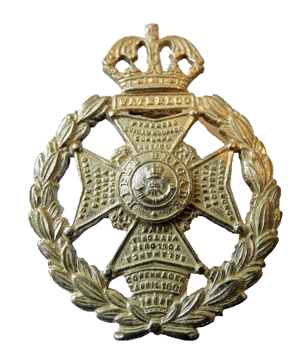RIFLE BRIGADE WATERLOO British Army Metal Slider Cap Badge 55 x 38mm