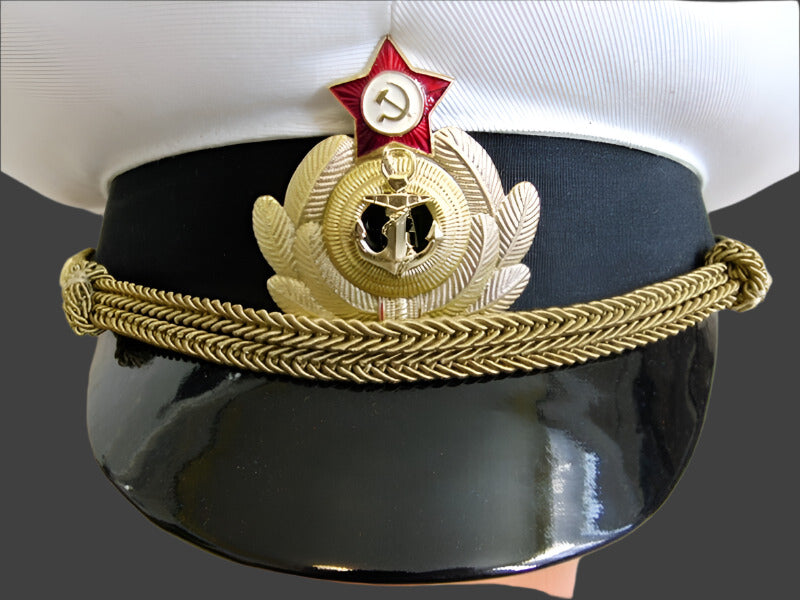 Real Russian Navy Officer Parade Visor Cap Hat USSR Badge 61cm L-XL Spare Cover