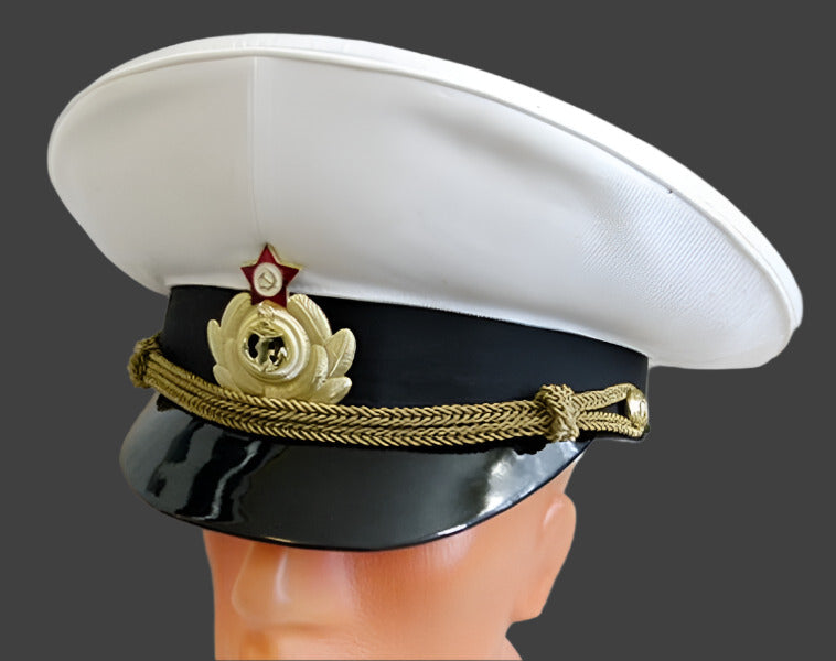 Real Russian Navy Officer Parade Visor Cap Hat USSR Badge 61cm L-XL Spare Cover