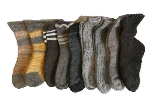 Russian Coarse Dog Hair Thick Wool Socks Footwear Hand-Knitted Sizes 8-9, 9-11