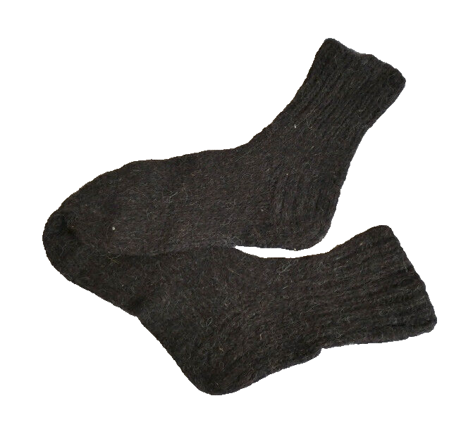 Russian Coarse Dog Hair Thick Wool Socks Footwear Hand-Knitted Sizes 8-9, 9-11