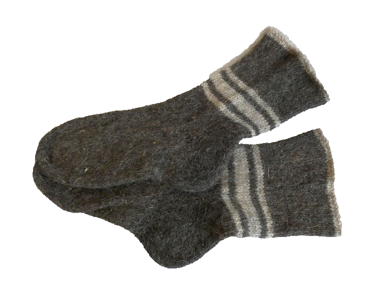 Russian Coarse Dog Hair Thick Wool Socks Footwear Hand-Knitted Sizes 8-9, 9-11