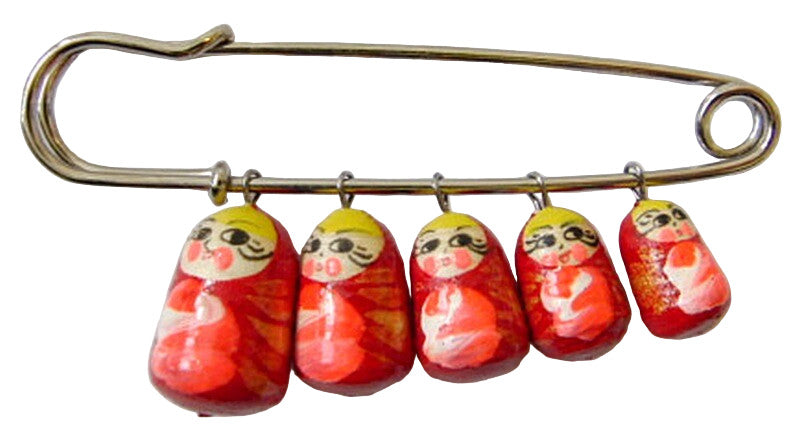Russian Doll Matryoshka Brooch Pin Charm Hand Painted Original Souvenir Gift