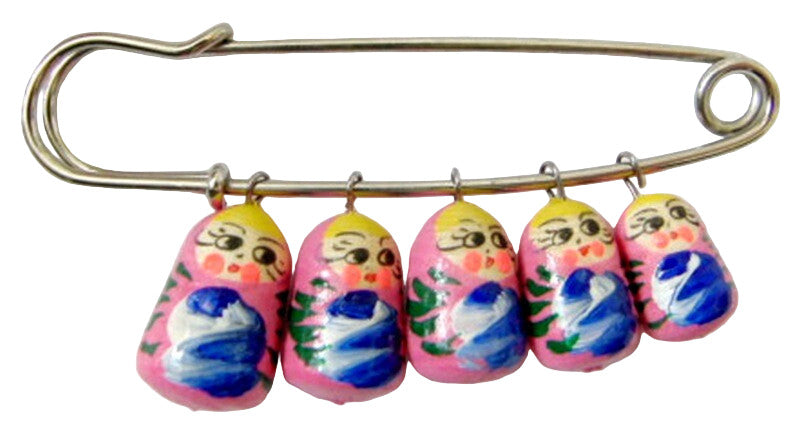 Russian Doll Matryoshka Brooch Pin Charm Hand Painted Original Souvenir Gift