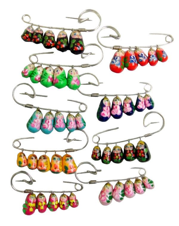 Russian Doll Matryoshka Brooch Pin Charm Hand Painted Original Souvenir Gift