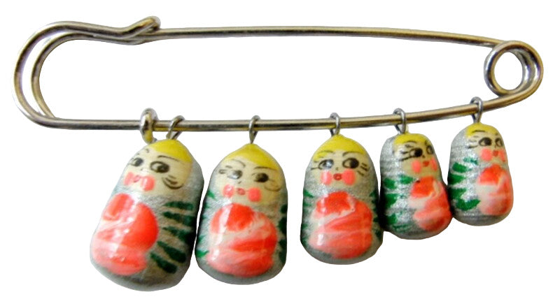 Russian Doll Matryoshka Brooch Pin Charm Hand Painted Original Souvenir Gift