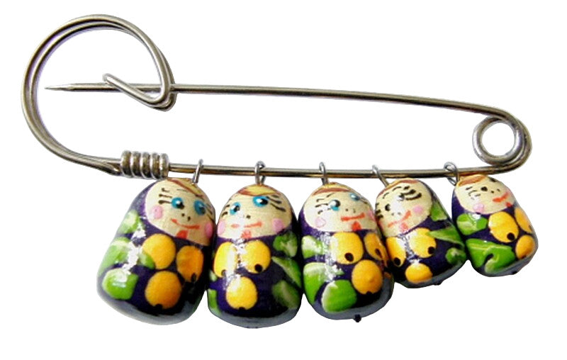 Russian Doll Matryoshka Brooch Pin Charm Hand Painted Original Souvenir Gift