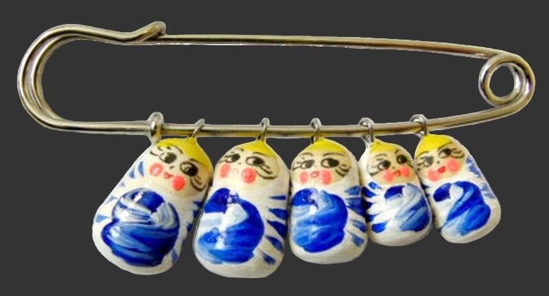 Russian Doll Matryoshka Brooch Pin Charm Hand Painted Original Souvenir Gift