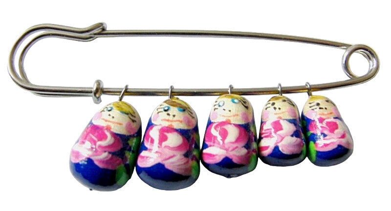 Russian Doll Matryoshka Brooch Pin Charm Hand Painted Original Souvenir Gift