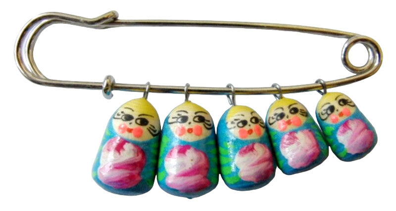 Russian Doll Matryoshka Brooch Pin Charm Hand Painted Original Souvenir Gift