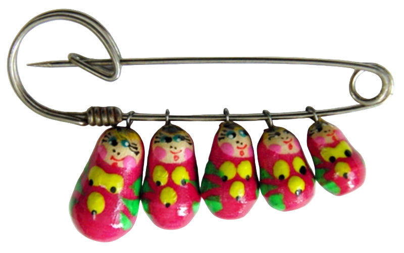 Russian Doll Matryoshka Brooch Pin Charm Hand Painted Original Souvenir Gift