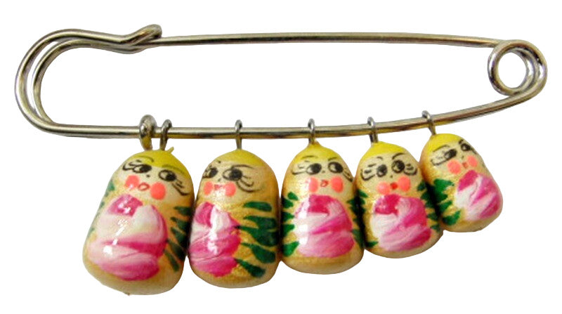 Russian Doll Matryoshka Brooch Pin Charm Hand Painted Original Souvenir Gift