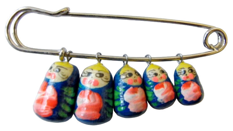 Russian Doll Matryoshka Brooch Pin Charm Hand Painted Original Souvenir Gift