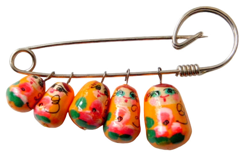 Russian Doll Matryoshka Brooch Pin Charm Hand Painted Original Souvenir Gift