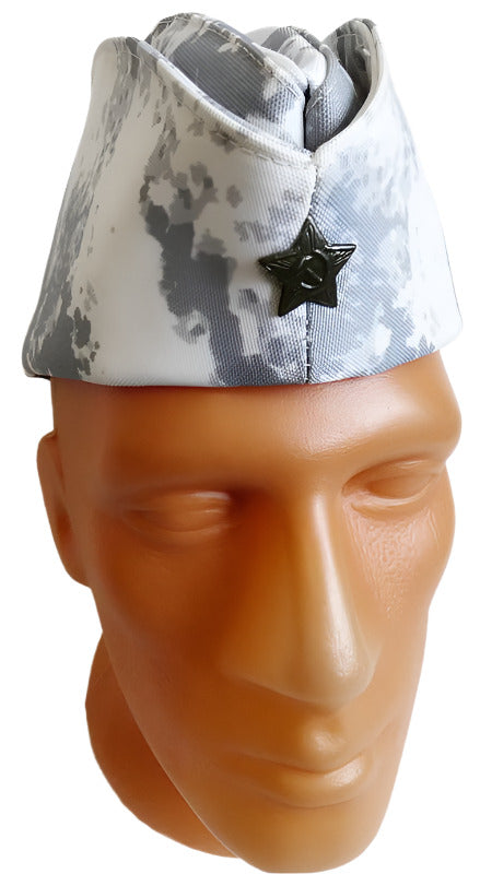 Russian Grey-White Military Arctic Camo Cap Hat Pilotka 58 cm M-L
