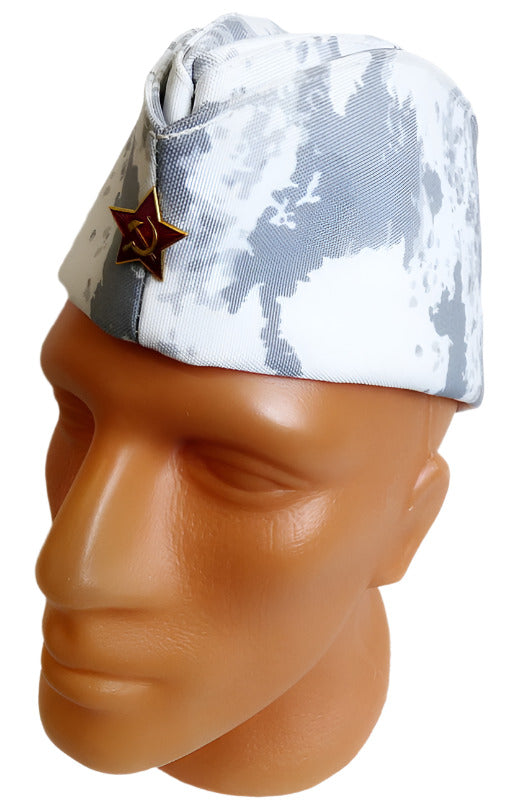 Russian Grey-White Military Arctic Camo Cap Hat Pilotka 58 cm M-L