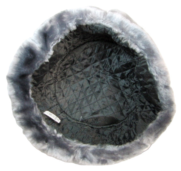 Russian Hat Ushanka Faux Fur Cossack Trapper & USSR Army Badge - Silver Grey