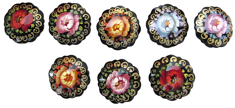 Russian Lacquer Pin Brooch Hand Painted Papier Mache Artist Signed Folk Art New